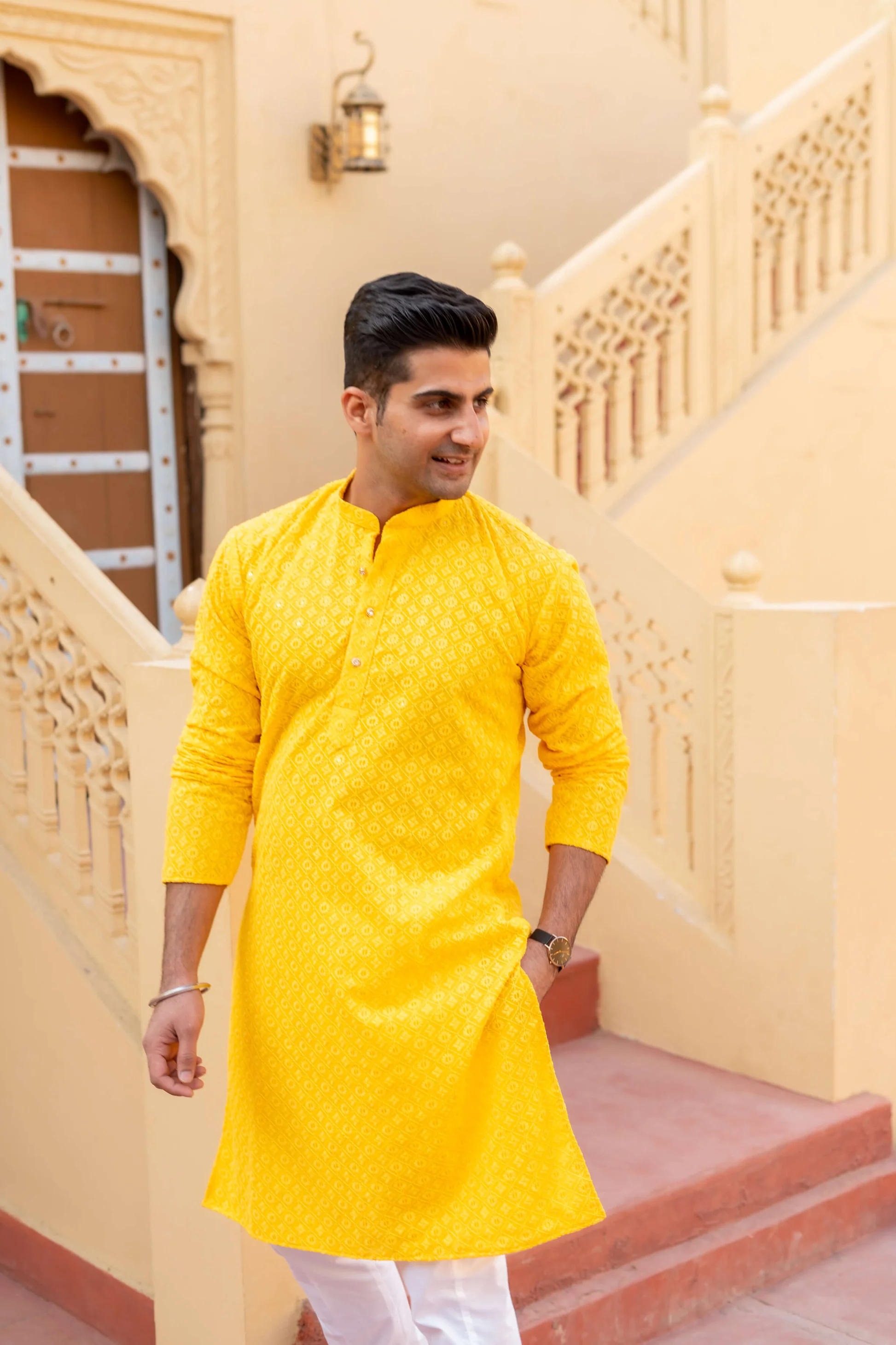 yellow kurta for men