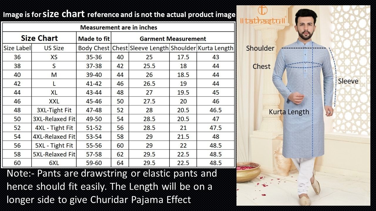 boy kurta pajama measurement chart