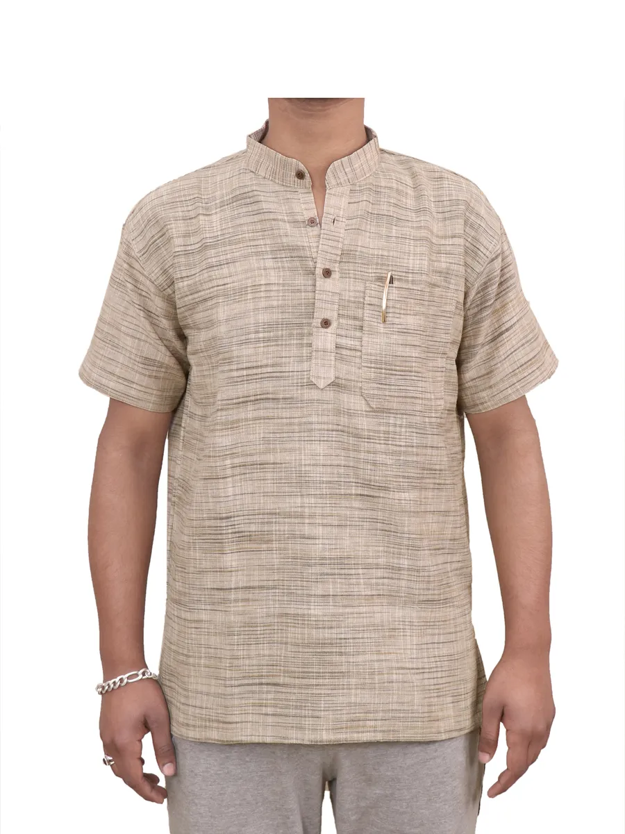 khadi half sleeve short kurta