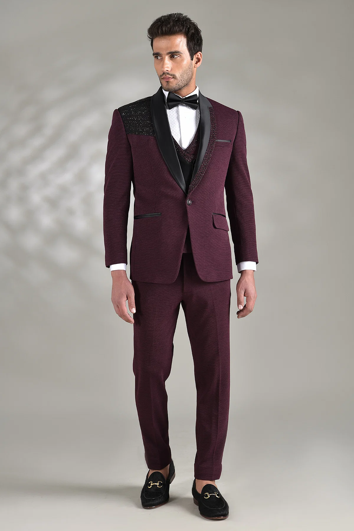 wine colour suit