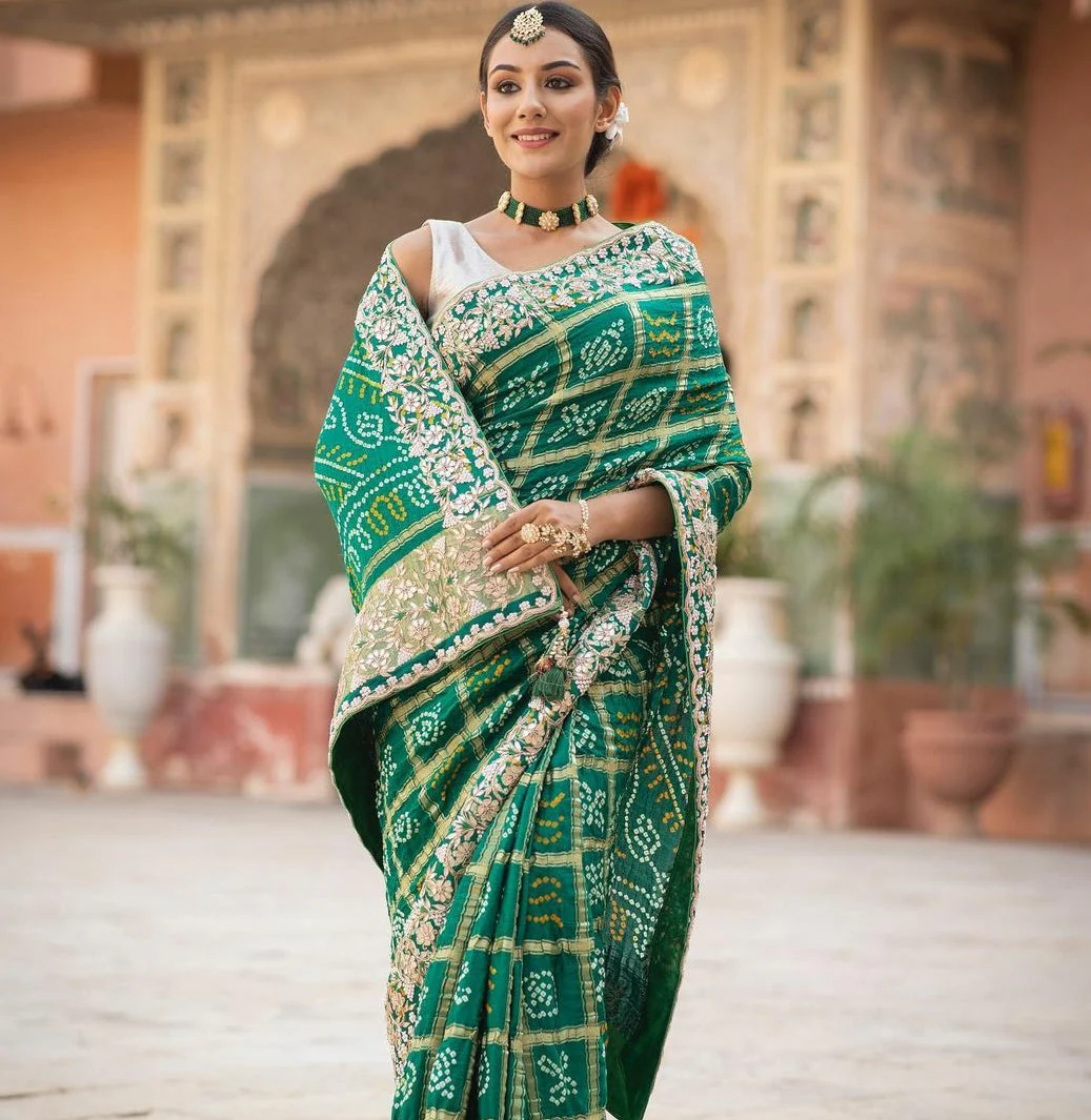 gaji silk bandhani sarees