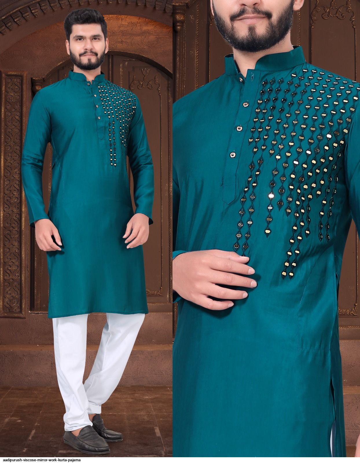 mirror work kurta for men