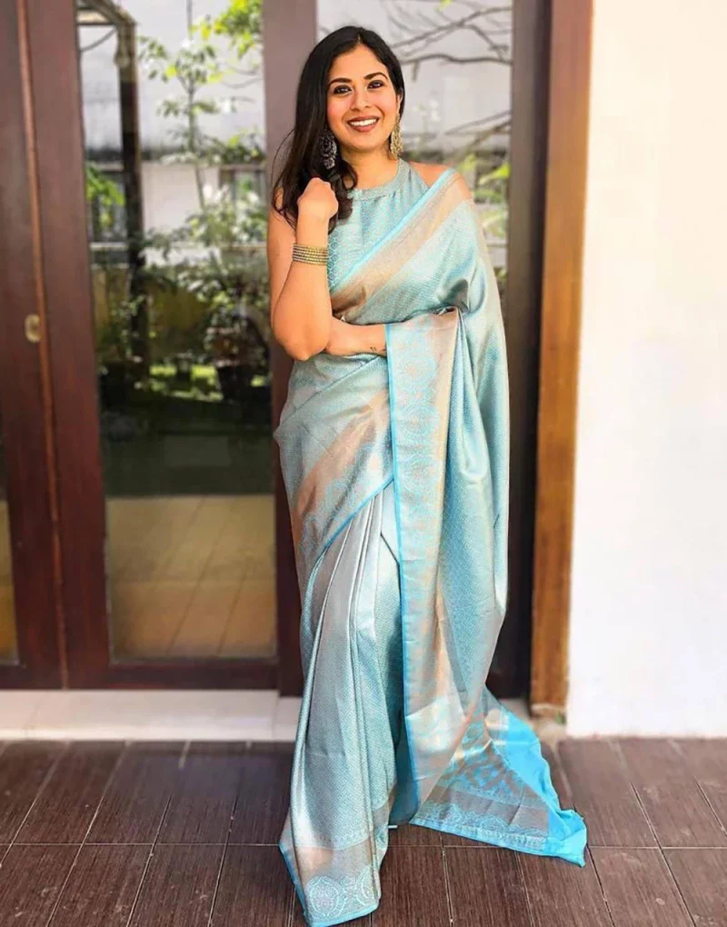 light blue colour saree