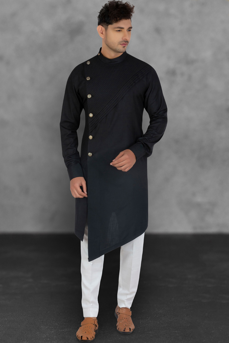 stylish black kurta pajama design