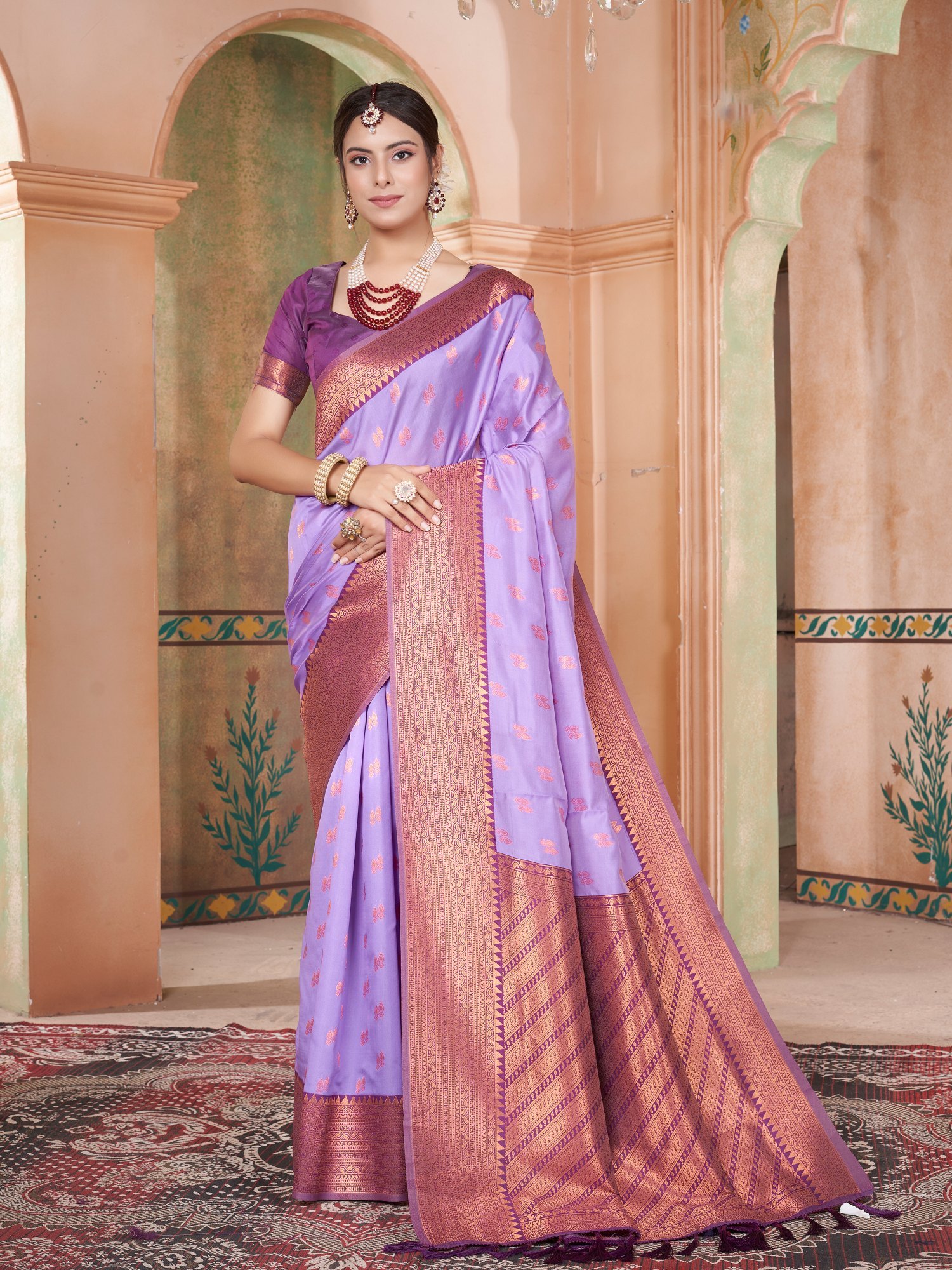 lavender pattu saree