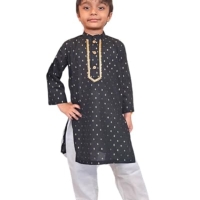 black kurta pajama with black jacket