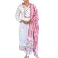 white kurta with mirror work